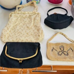 Elegant Black and Cream Women's Handbag Set